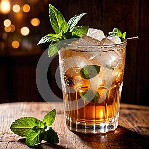 Mint Julep, cocktail liquer alcoholic liquor mixed drink in bar pub