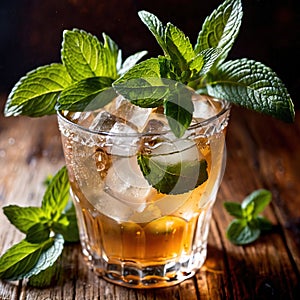 Mint Julep, cocktail liquer alcoholic liquor mixed drink in bar pub