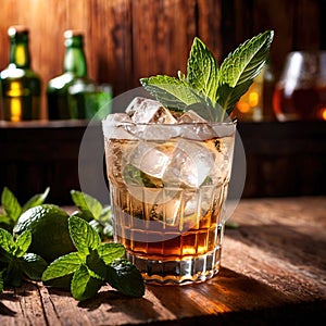 Mint Julep, cocktail liquer alcoholic liquor mixed drink in bar pub