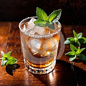 Mint Julep, cocktail liquer alcoholic liquor mixed drink in bar pub