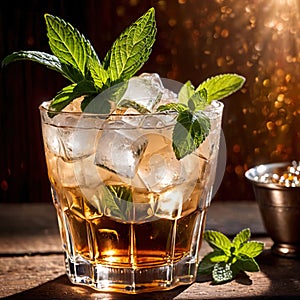 Mint Julep, cocktail liquer alcoholic liquor mixed drink in bar pub photo