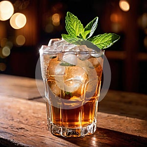 Mint Julep, cocktail liquer alcoholic liquor mixed drink in bar pub photo