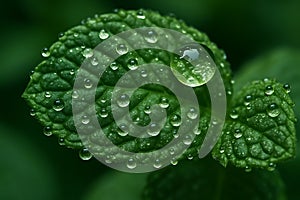 Mint Leaf Macro â Dew Texture and Fresh Herb Concept