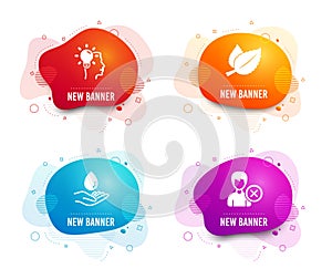 Mint leaves, Idea and Water care icons. Remove account sign. Mentha herbal, Professional job, Aqua drop. Vector