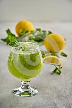 Mint lemonade. Limonana. Middle eastern frozen mint lemonade