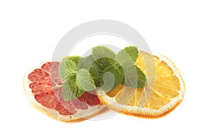 Mint on orange and blood grape