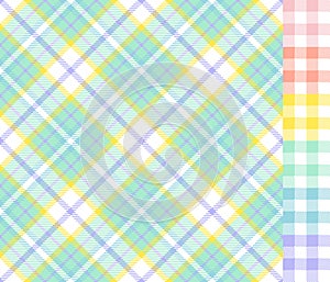 Mint Tartan and Easter Pastel Colors Gingham Plaid Seamless Pattern Tiles