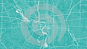 Mint vector background map, Columbus city area streets and water cartography illustration