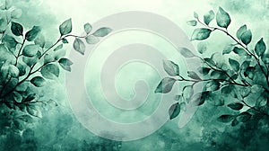 Mint Watercolor Leafy Vines Background photo