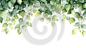 Mint Watercolor Leafy Vines Background photo