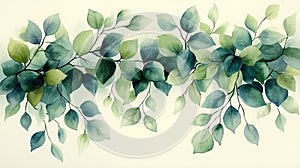 Mint Watercolor Leafy Vines Background photo