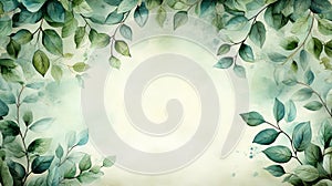 Mint Watercolor Leafy Vines Background photo
