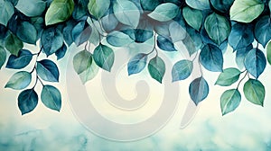 Mint Watercolor Leafy Vines Background photo