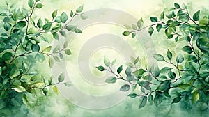 Mint Watercolor Leafy Vines Background photo
