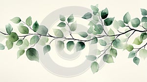 Mint Watercolor Leafy Vines Background photo