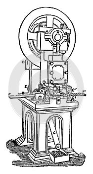 Minting Cutting Machine for Coins vintage illustration