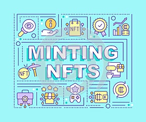 Minting NFTs word concepts turquoise banner photo