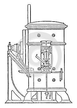 Minting Press from Royal Mint Front View vintage illustration photo