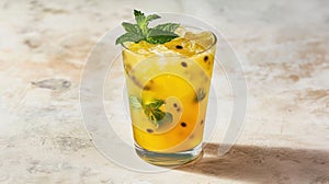 Minty Bliss, A Refreshing Glass of Iced Tea Adorned With a Scintillating Mint Garnish