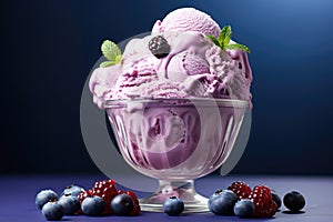 Minty freshness: blueberry ice cream