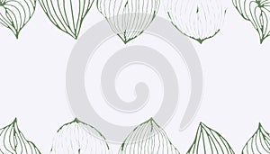 Minty green leaves line art on white background