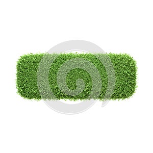 A minus or hyphen sign composed of lush green grass isolated on a white background photo