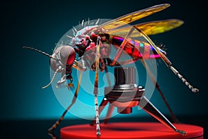Minuscule Mosquito macro colorful. Generate Ai photo
