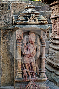 Minute carving on sandstone steps of Kunda, the reservoir of sun temple Modhera gujrat