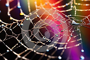 Minute Spider poison web closeup. Generate Ai