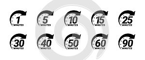 Minute timer icons set