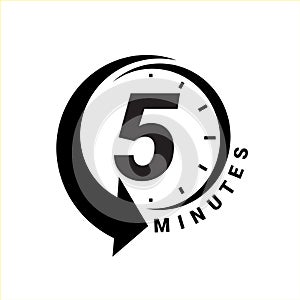 Minute timer icons. sign for five minutes.