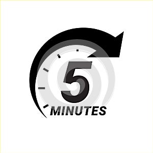 Minute timer icons. sign for five minutes.