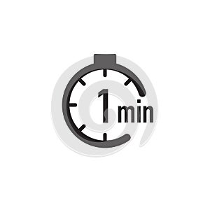 1 minute timer, stopwatch or countdown icon. Time measure. Chronometr icon. Stock Vector illustration isolated on white background photo