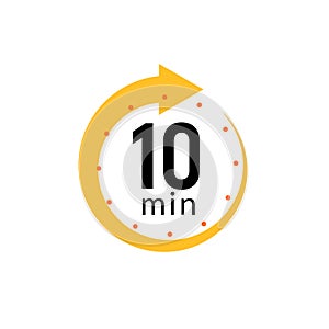 10 minutes clock quick number icon. 10min time circle icon photo