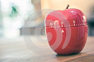 0 Minutes - 1 Hour - Red Kitchen Egg Timer In Apple Shape On A Table