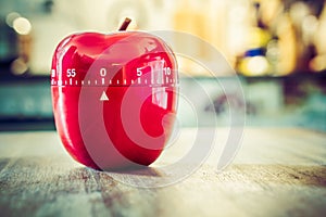 0 Minutes - 1 Hour - Red Kitchen Egg Timer In Apple Shape On A Table