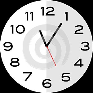 5 minutes past 11 o`clock analog clock icon
