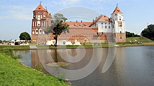 Mir Castle, southern, lake side, exterior view, Mir, Hrodna Region, Belarus