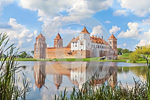 Mir castle in sunny summer day