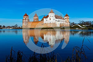 Mir Castle surrounded by ponds