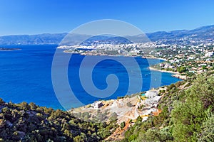 Mirabello Bay with Agios Nikolaos town on Crete