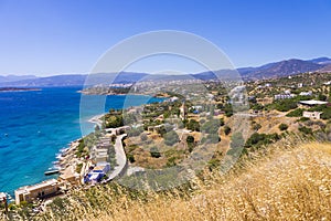 Mirabello bay and Agios Nikolaos view in Crete island