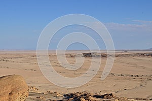 mirabib lonely scenic Granit Rock in the Desert Panorama sunrise