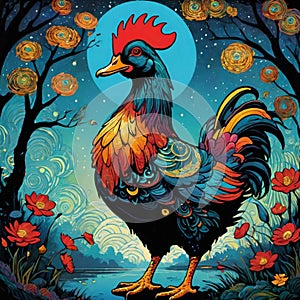 miracle duck-rooster (duckcock) in bright colors