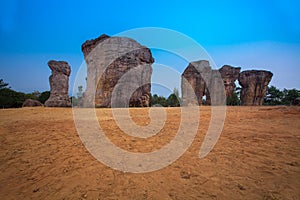 Miracle monument Stonehenge of Thailand with the blue sky