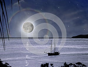 Zázrak mesiac dúha raj plachtenie čln 
