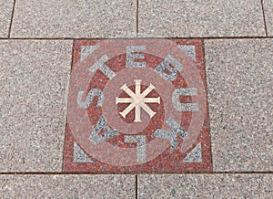 Miracle Plate (Stebuklas) near St. Stanislov Cathedral, Vilnius