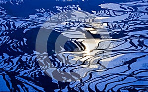 Miracle of Sun Light in Rice Terraces at Yuanyang , Yunnan , China