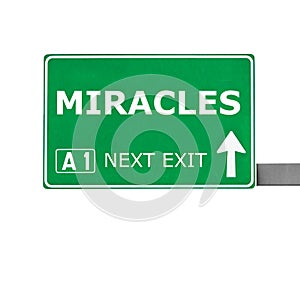 MIRACLES road sign isolated on white