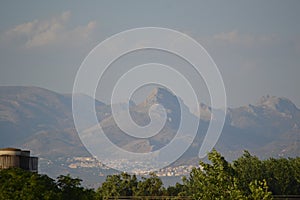 Mirador de San NicolÃÂ¡s overlooking the Alhambra in Granada, Andalusia. We can also see the Pico Veleta photo